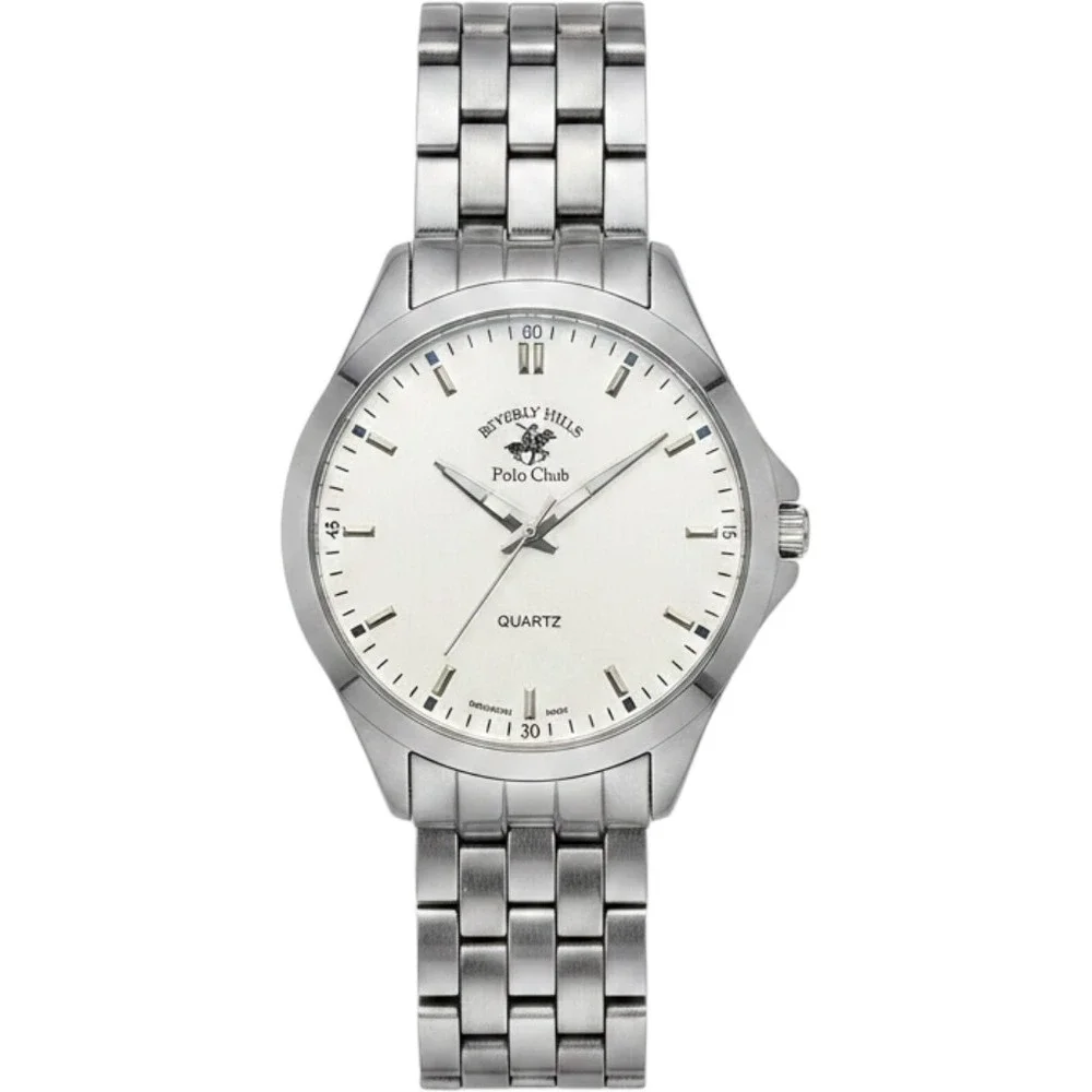 Beverly Hills Polo Club Mens Silver Tone Quartz Watch 53496 101 SR626SW‎